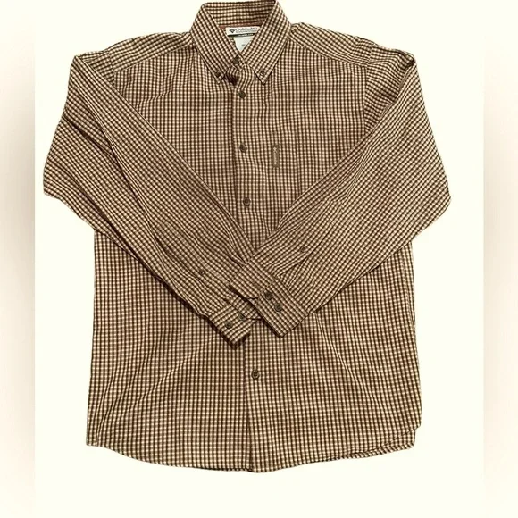 Columbia Long Sleeve Plaid Button Up Shirt Burnt Orange Sz Small - Picture 3 of 4